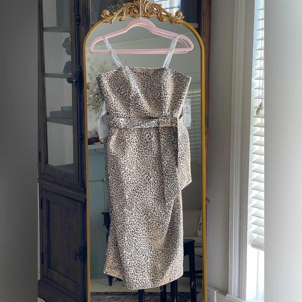 NWT Kay Unger New York LUCIA STRAPLESS Animal Print Jacquard Cocktail DRESS - Picture 3 of 13